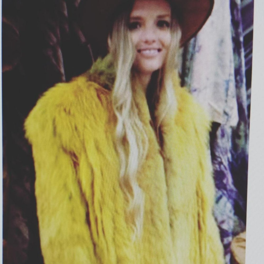 Vintage gold orange green yellow brown Saga Fox fur coat dyed medium large XL - Picture 3 of 8